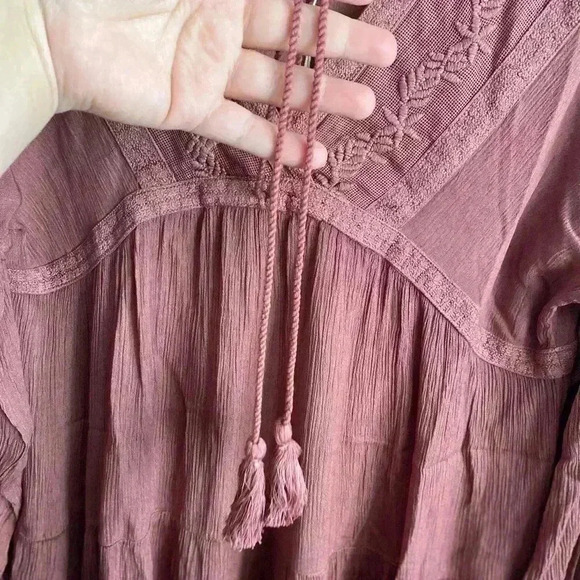 🆕Rachel Zoe Boho Mauve Flowy Babydoll Top S🆕 - Picture 7 of 10